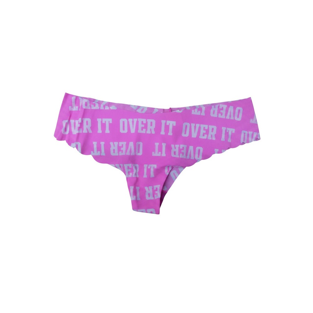 Victoria's Secret PINK Thong Womens Medium Pink Over It Graphic Print